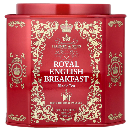 Harney & Sons, Royal английский завтрак, черный чай, 30 пакетиков, 60 г (2,11 унции)
