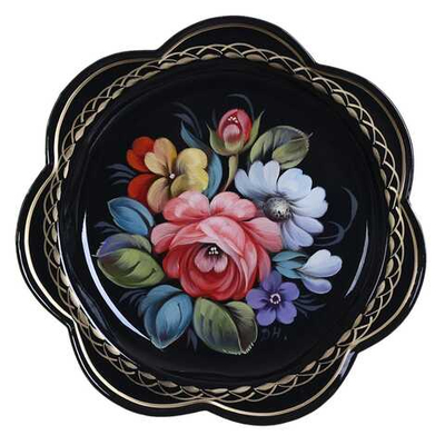 Жостовский поднос декоративный, размер 18 см (A1), металлический