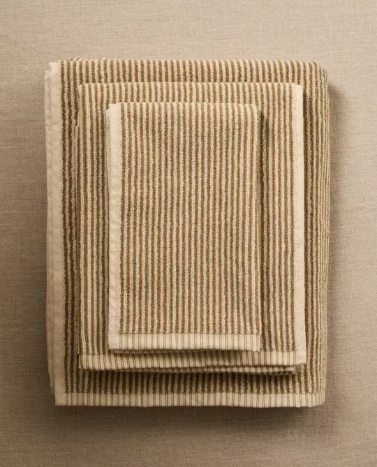ZARA HOME БАННОЕ ПОЛОТЕНЦЕ В ПОЛОСКУ, ЗЕЛЕНЫЙ