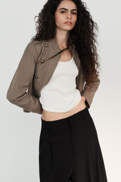 ZARA БРЮКИ С ЗАЩИПАМИ, ЧЕРНЫЙ