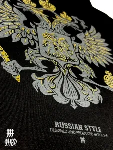 Футболка оверсайз черная с гербом России