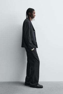 ZARA КОСТЮМНЫЕ БРЮКИ ИЗ ШЕРСТИ, СИНИЙ