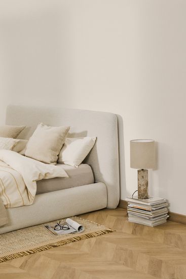 Кровать Martina со съемным чехлом из шенилла цвета экрю 160 x 200