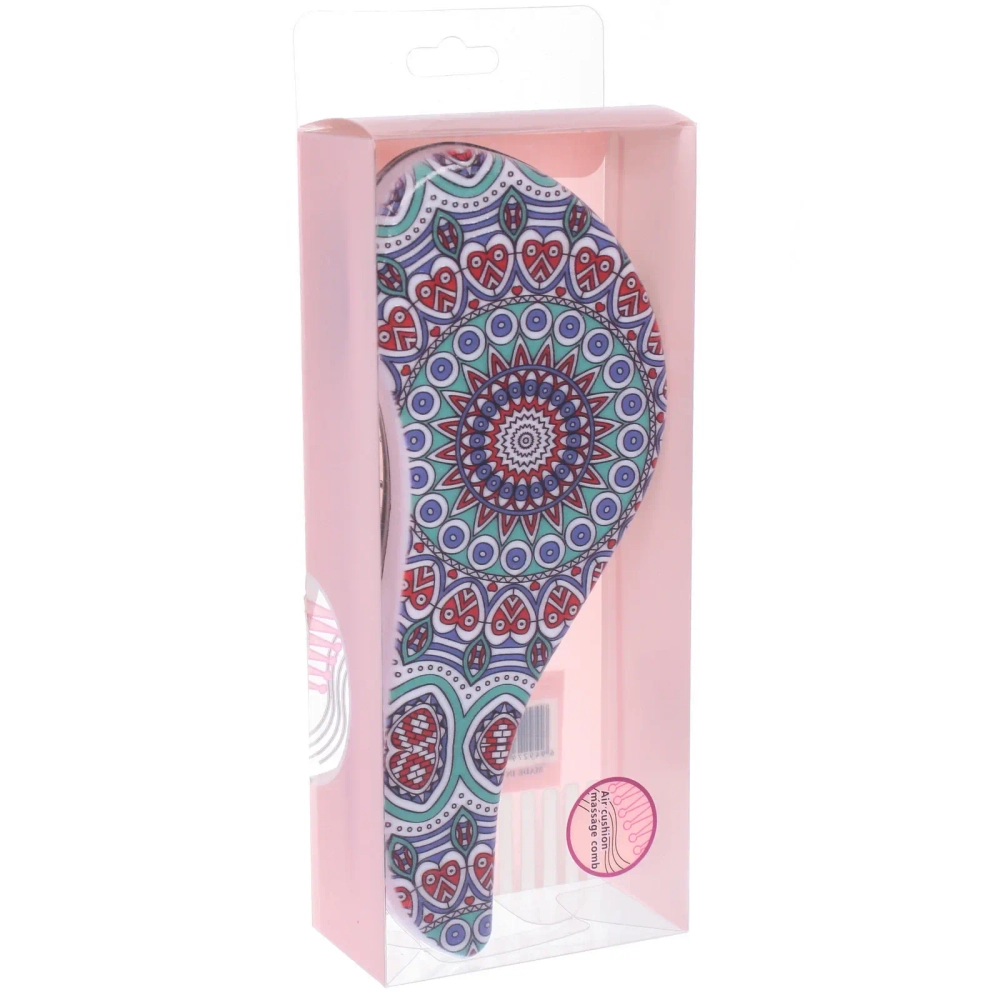 Расческа массажная компактная «ЛАНТА», микс 4 дизайна, 18*7,5см (PVC коробка)