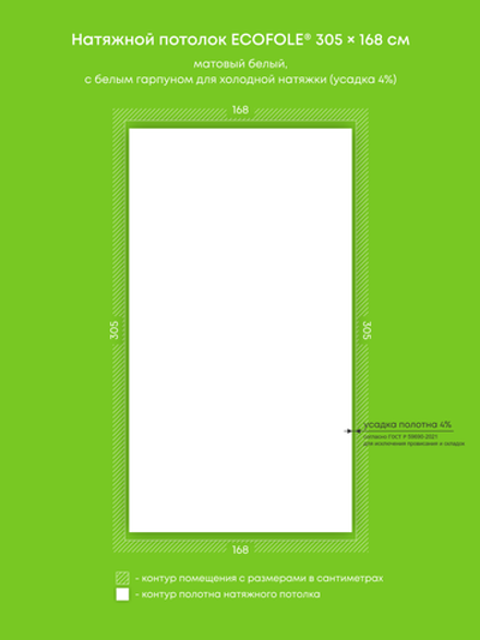 Матовый натяжной потолок 5.1 м2