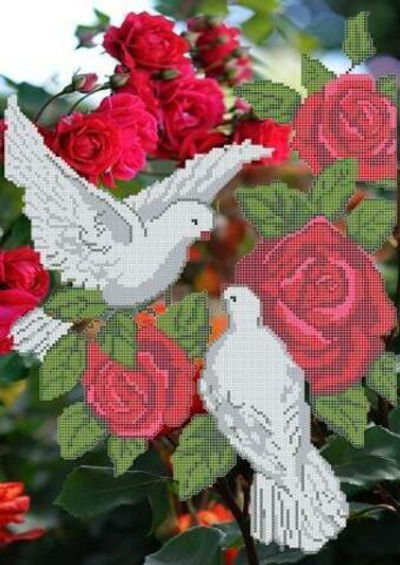 Г-5008 Голуби в розах