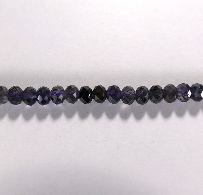 Бусина из иолита, фигурная, 4x6 мм (рондель, граненая)