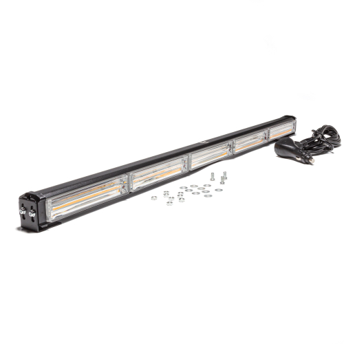 Маяк-стробоскоп 12/24 В, 30 Вт, желтый, 1-стор. (5 блоков COB), 28 реж., крепление на кронштейне, прикуриватель (провод 3м), 730*40*50 мм