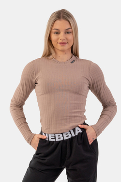 Женский лонгслив Nebbia Organic Cotton Ribbed Long Sleeve Top 415 brown