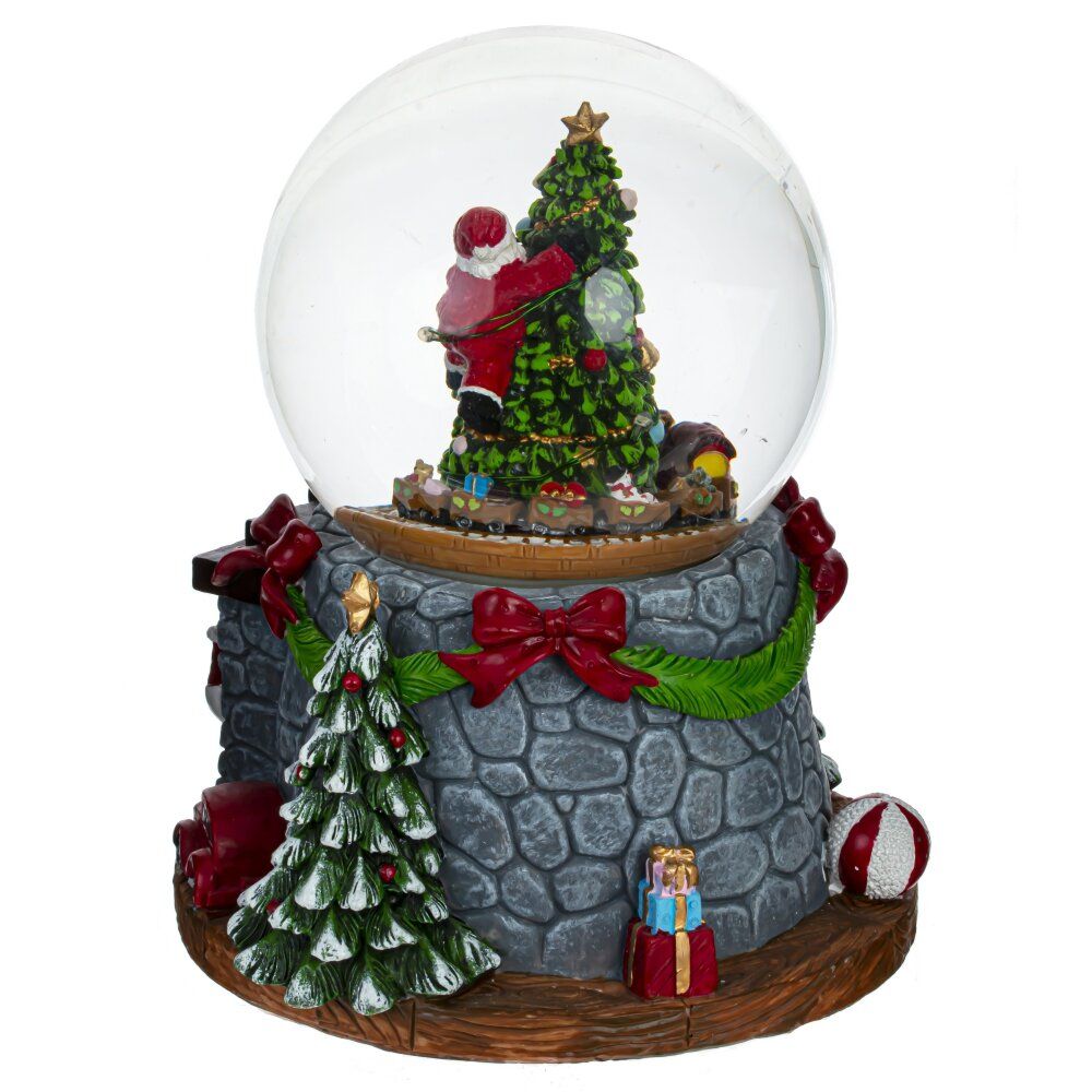 GAEM Фигурка декор в стекл шаре "Елка" (подсвет, муз, движ, 3хАА н/п) D12 см, L16 W14 H19,5 см