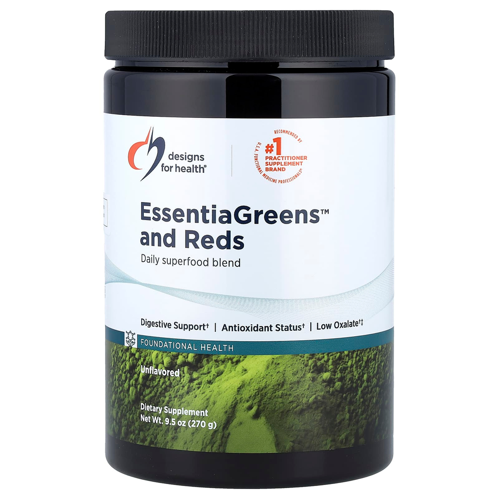 Designs For Health, EssentiaGreens™ с красным вкусом, без добавок, 270 г (9,5 унции)