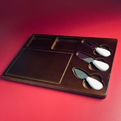 Lenardi 235-066 Сервировочная доска с приборами для сыра 38*26см TROPICAL в под.уп.(х12) Бамбук