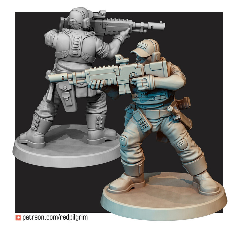 Astra Militarum Гвардеец с лазганом миниатюра для AOS,Waha, Настольная игра, НРИ, Варгейм, РПГ