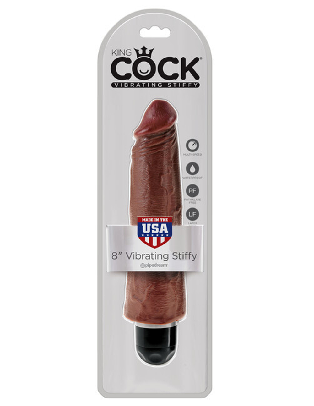 Реалистичный коричневый фаллос с вибрацией King Cock 8" VIbrating Stiffy (Цвет: коричневый)