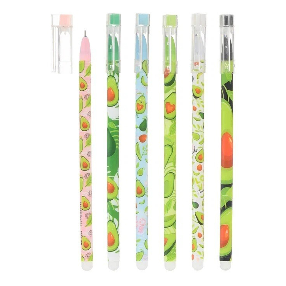 Ручка гелевая, пиши-стирай, Basir, синие чернила, серия "АВОКАДО", разноцветный корпус