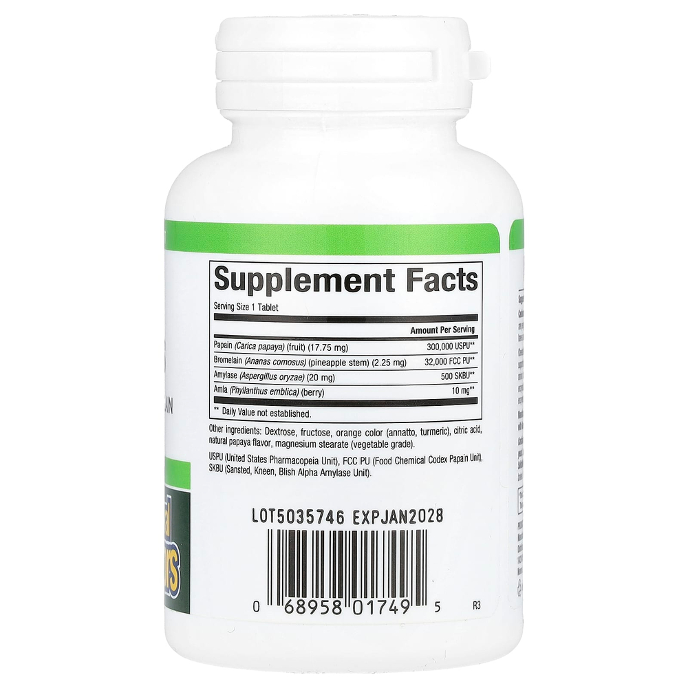 Natural Factors, ферменты папайи с амилазой и бромелаином, 120 жевательных таблеток