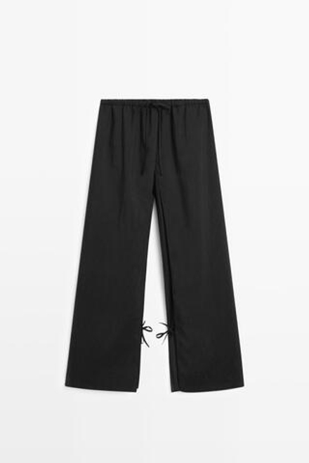Massimo Dutti Двуслойные брюки с завязками, черный