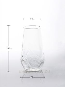 Стакан стеклянный "Байши" 480 мл с рельефным рисунком