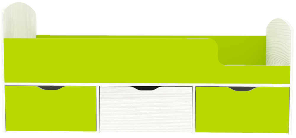 Кровать КарИВи Малыш Мини Белое Дерево Лайм