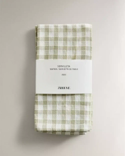 ZARA HOME САЛФЕТКИ ИЗ ХЛОПКА В КЛЕТКУ (НАБОР ИЗ 2 ШТ.), ЗЕЛЕНЫЙ
