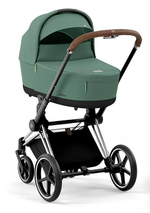 Коляска 3 в 1 Cybex Priam IV Chrome Brown complete и автокресло Cloud T i-Size Cozy Beige Plus Leaf Green
