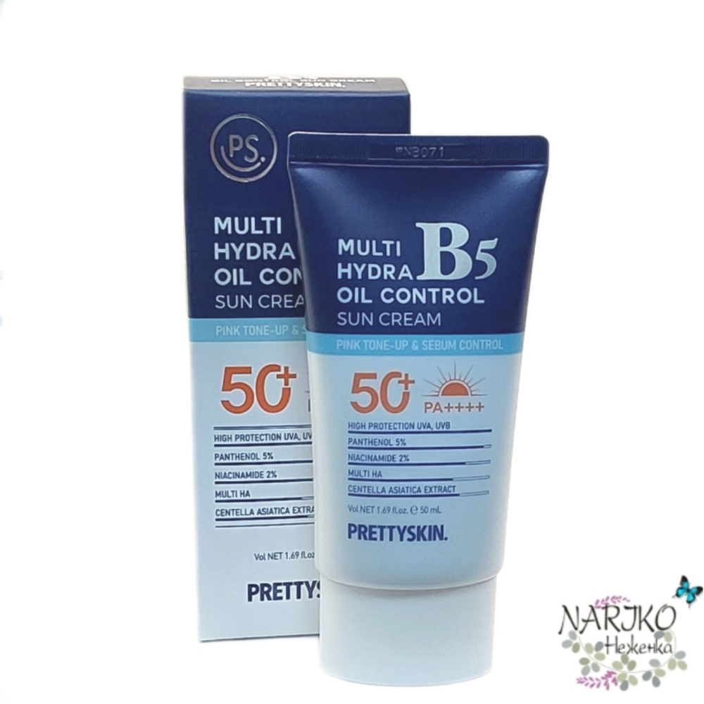 Солнцезащитный крем для чувствительной и жирной кожи PRETTYSKIN Multi Hydra B5 Oil Control Sun Cream SPF50+ PA++++, 50 мл.