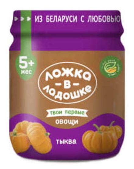 Пюре из тыквы 100г. Ложка в ладошке