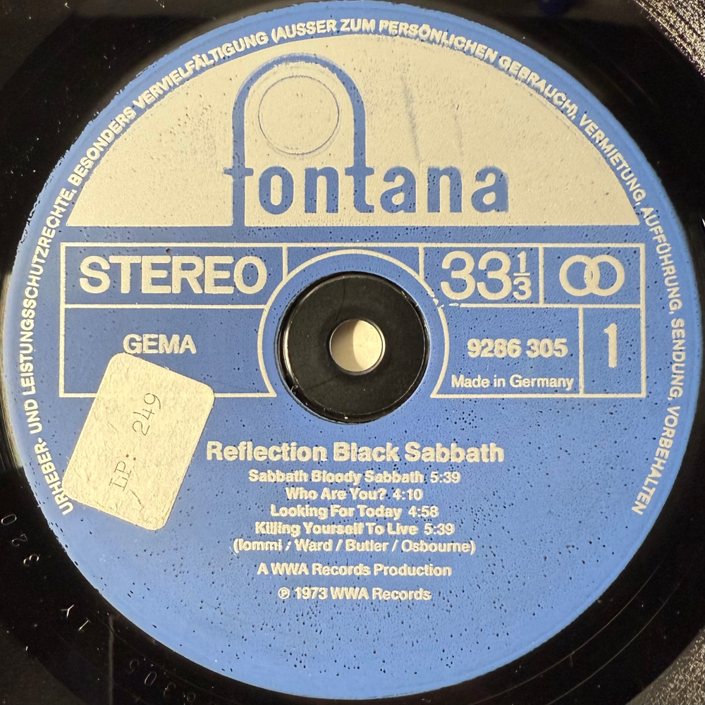 Black Sabbath ‎– Reflection (Германия 1975г.)