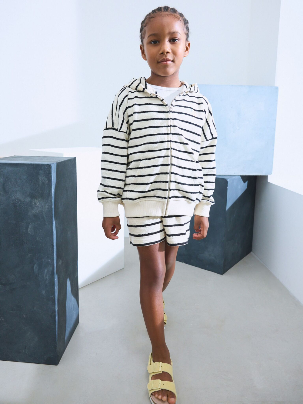 Толстовка с капюшоном на молнии для девочки Next AH6-487, Белый, Черный