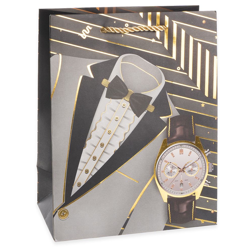 Пакет подарочный, Элегант, Дизайн №1, Металлик, 32*26*10 см, 1 шт.