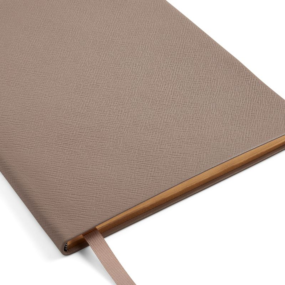 Smythson Блокнот Portobello Notebook in Panama, Black (бежевый)