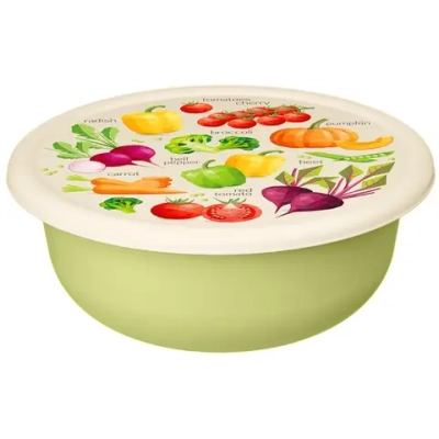 Миска 3,2л с крышкой с декором (салатовый)