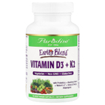 Paradise Herbs, Earth's Blend®, витамины D3 и K2, 90 вегетарианских капсул