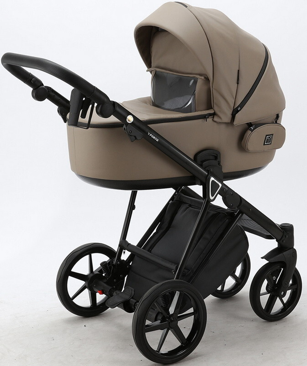 Детская коляска Adamex Porto Deluxe 2 в 1 PO-SA09 (БЕЖ.КОЖА)