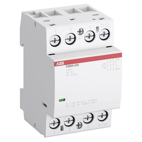 Контактор ESB40-40N-06 модульный (40А АС-1, 4НО), катушка 230В AC/DC 3 модуля 1SAE341111R0640