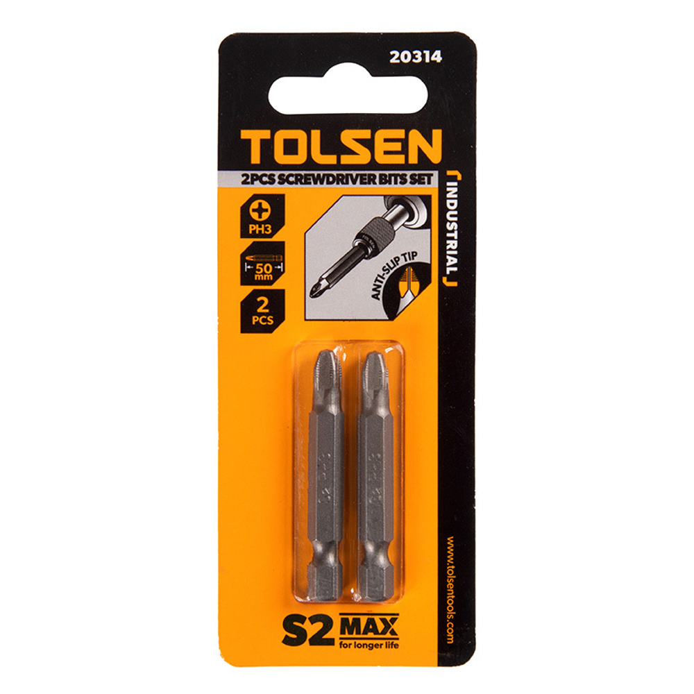 TOLSEN (TT20314) Набор вставок (бит) торцевых 1/4", Phillips, PH3, 50 мм, 2 предмета