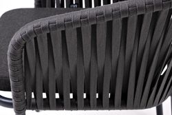 "Бордо" стул плетеный из роупа, каркас алюминий темно-серый (RAL7024) шагрень, роуп серый 15мм, ткань темно-серая 027