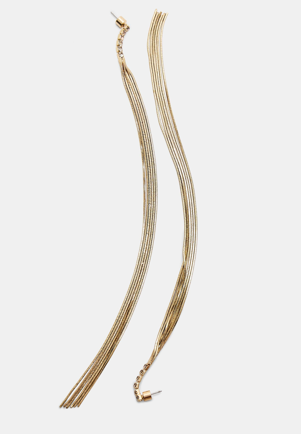 STRADIVARIUS Длинные серьги-подвески со стразами, золотой