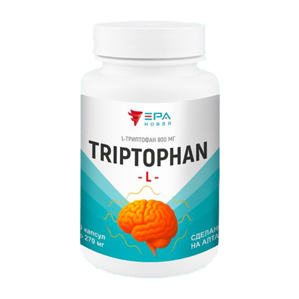 L-TRYPTOPHAN №60, Триптофан 800 мг аминокислота от стресса и бессонницы, повышение работоспособности, снижение веса, понижение аппетита