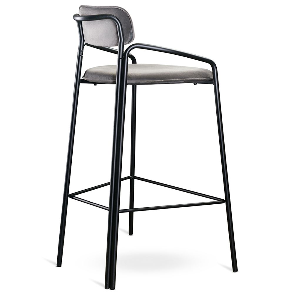 Стул барный Ror, Round, велюр, черный/серый