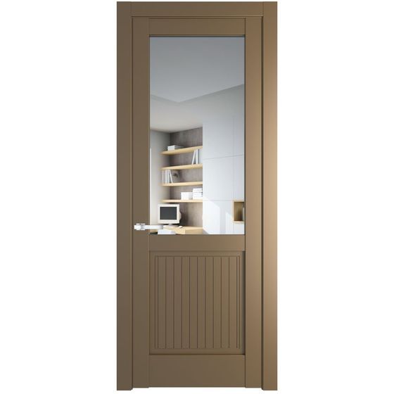 Фото межкомнатной двери эмаль Profil Doors 3.2.2PM перламутр золото стекло прозрачное