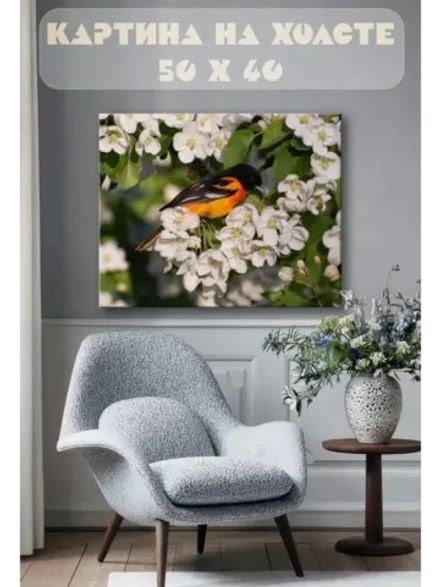 Картина на стену 40 X 50 Оранжевая птица