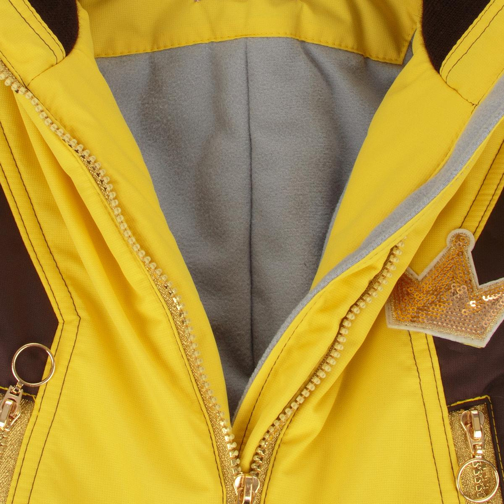 Комбинезон Бьянка р-р 92 желтый/коричневый иск. опушка