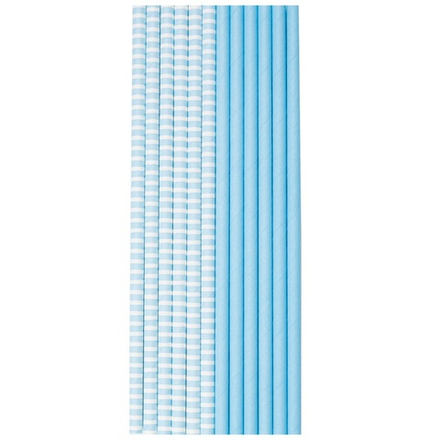 Трубочки для коктейлей бумажные в голубом цвете, пастель, 12 шт