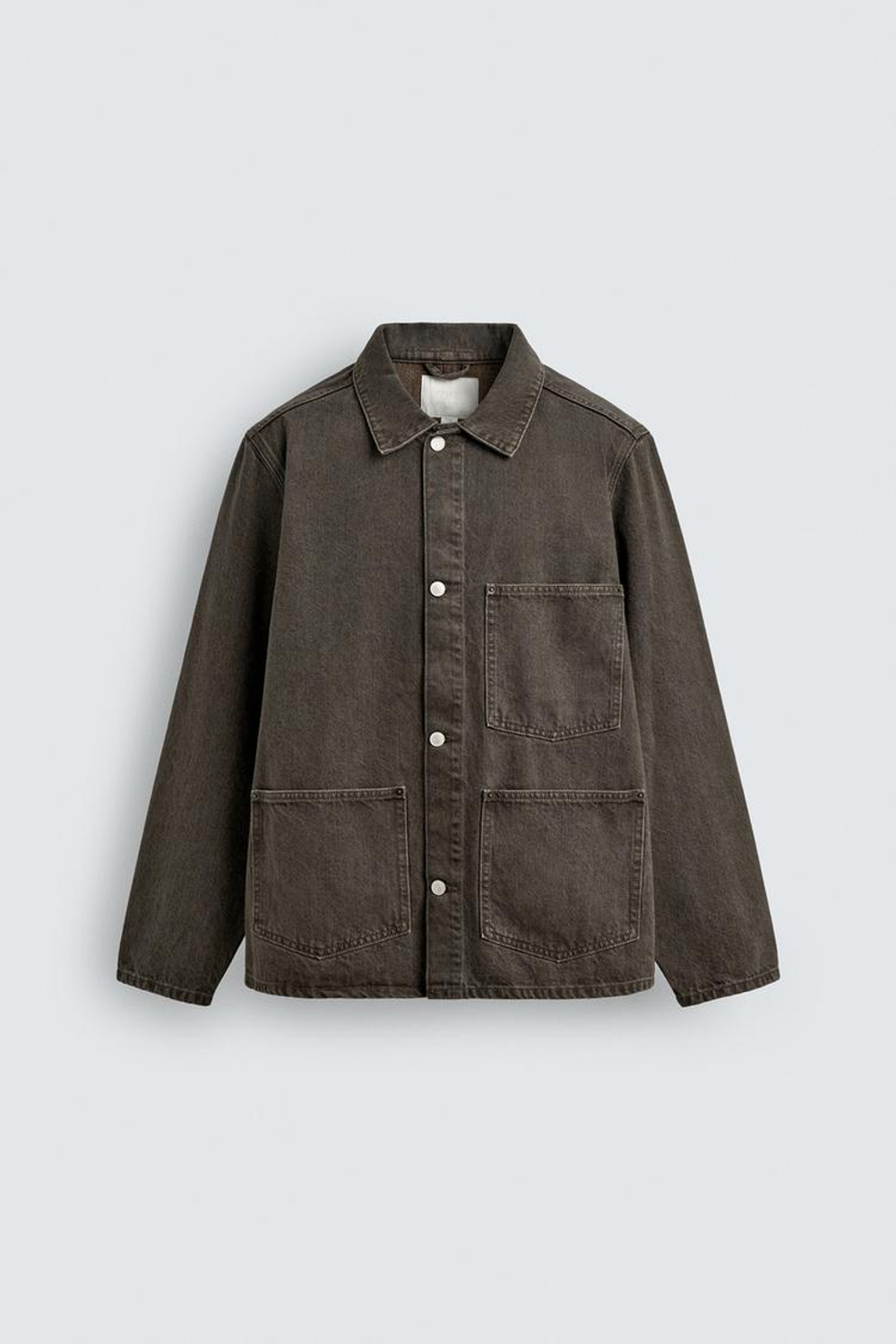 ZARA ДЖИНСОВАЯ КУРТКА С КАРМАНАМИ, ТЕМНЫЙ ХАКИ