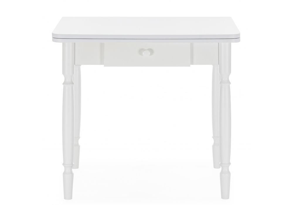 Стол Брентон с ящиком 60(120)х79х75 белый глянец