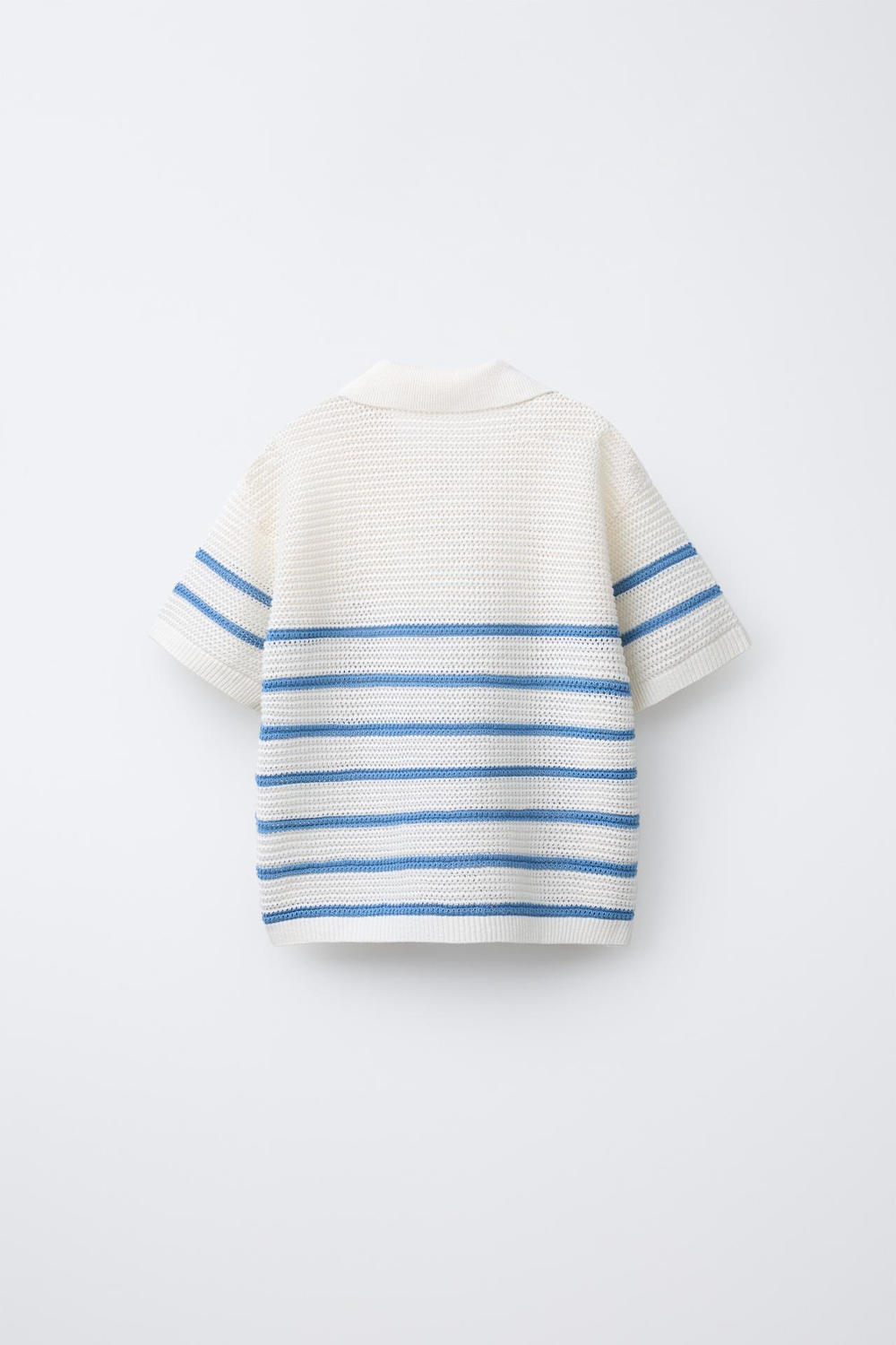 ZARA ТРИКОТАЖНОЕ ПОЛО ИЗ СМЕСОВОГО ХЛОПКА И ЛЬНА MICKEY MOUSE © DISNEY, СИНИЙ/БЕЛЫЙ