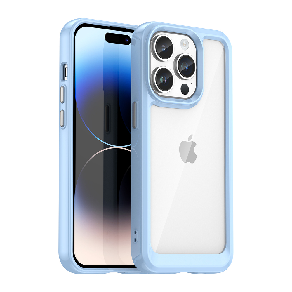 Чехол с усиленными боковыми рамками синего цвета для iPhone 14 Pro Max, двухкомпонентный