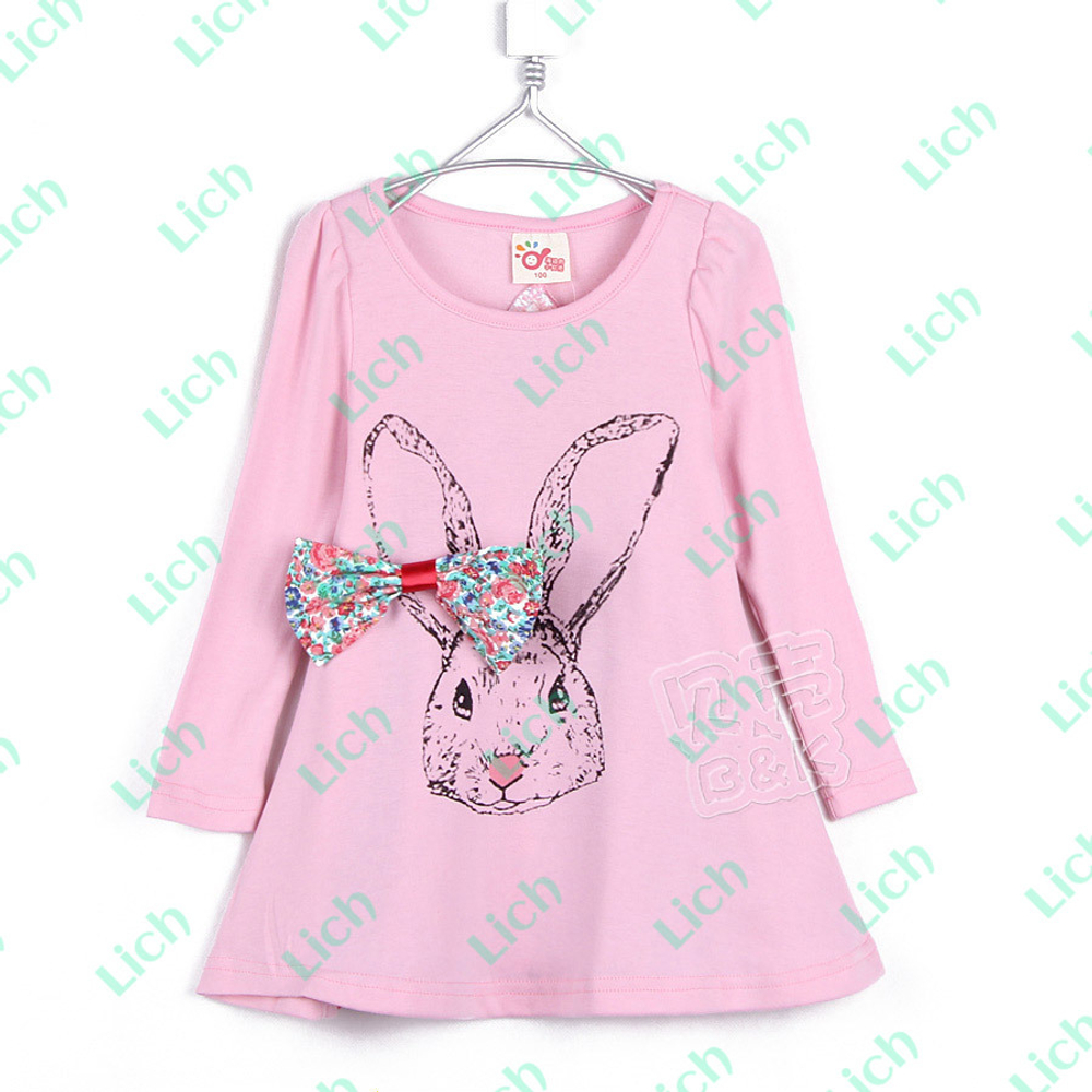 Туника детская с принтом зайца и бантом