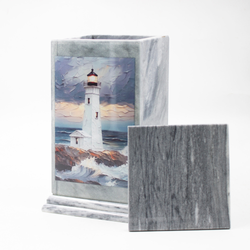 Урна для праха "Обелиск с декором" мрамор Маяк